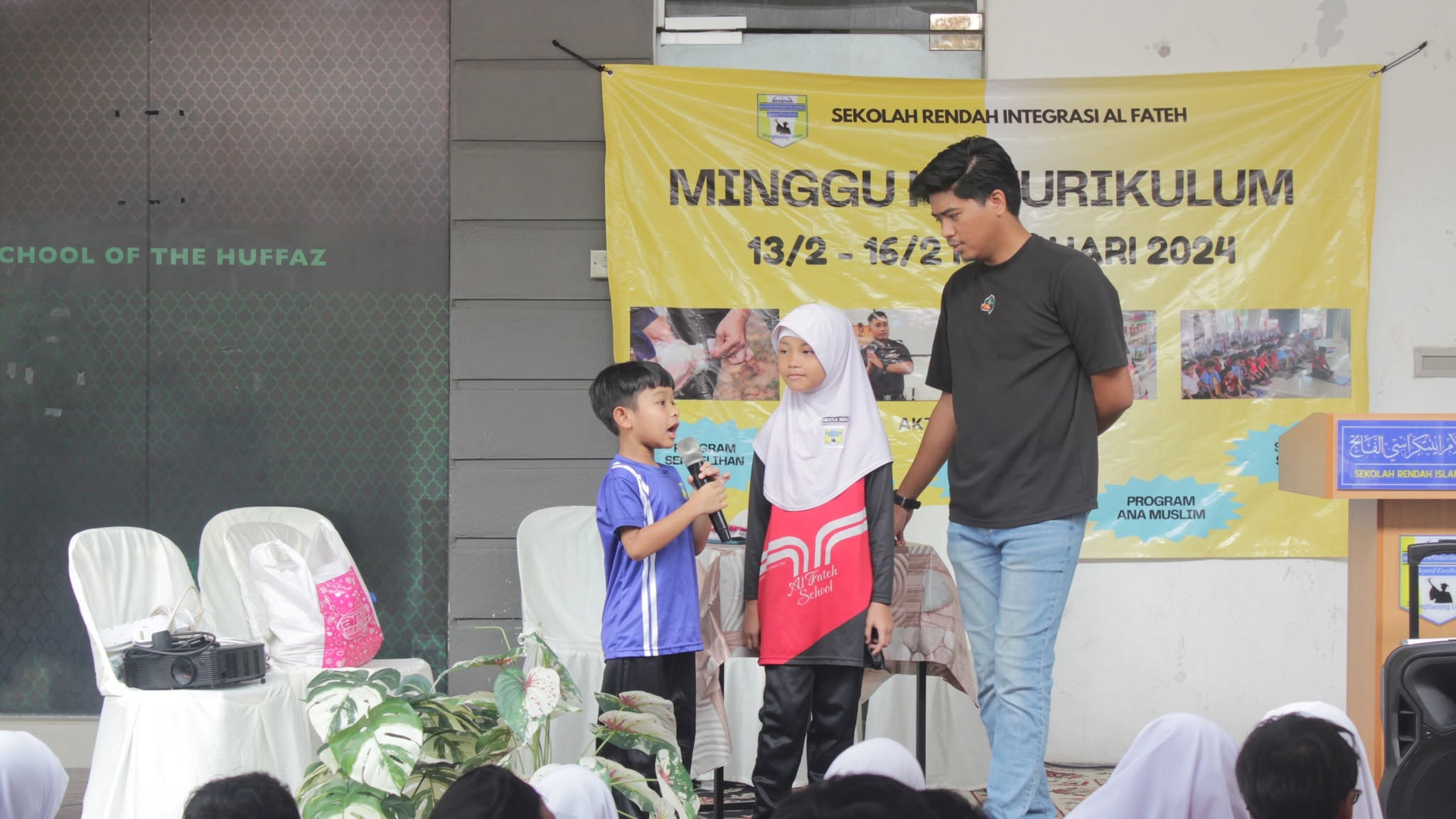 Students learning with teacher