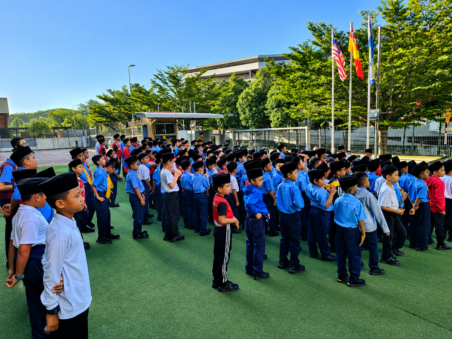 Students studying in a modern school environment