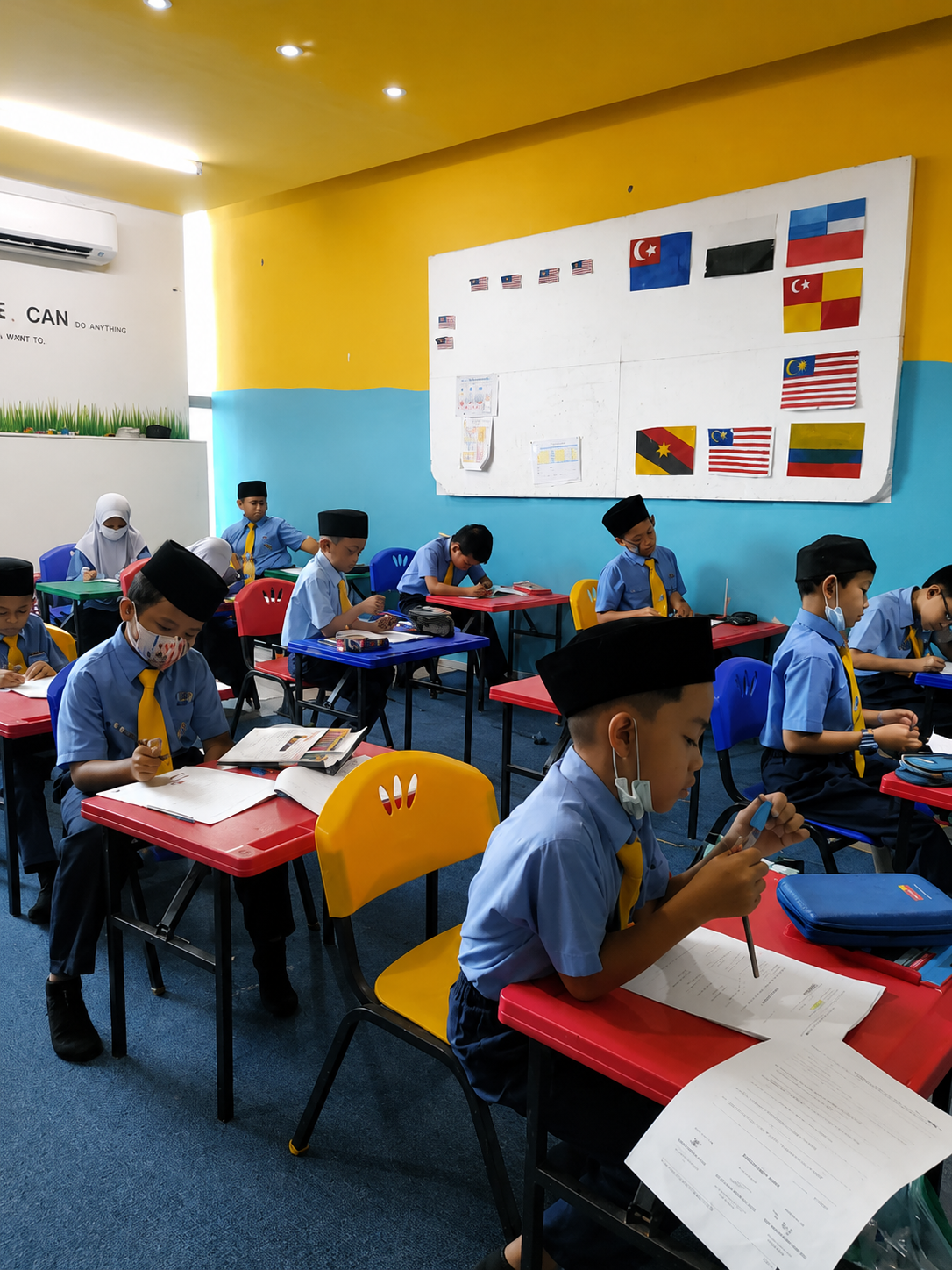 Students joining school activities